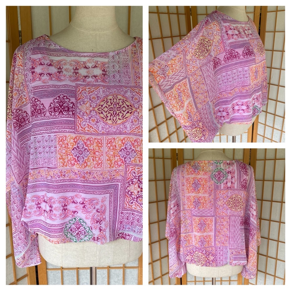 Chico’s Scarf Print Top SZ Chico’s 1 (8-10)